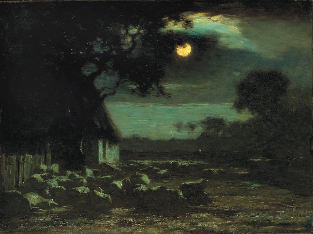 Schafhof im Mondlicht von Horatio Walker