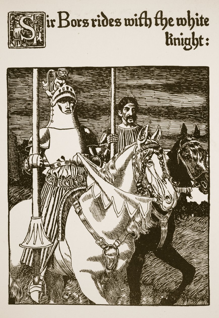 Sir Bors reitet mit dem Weißen Ritter, Illustration aus 