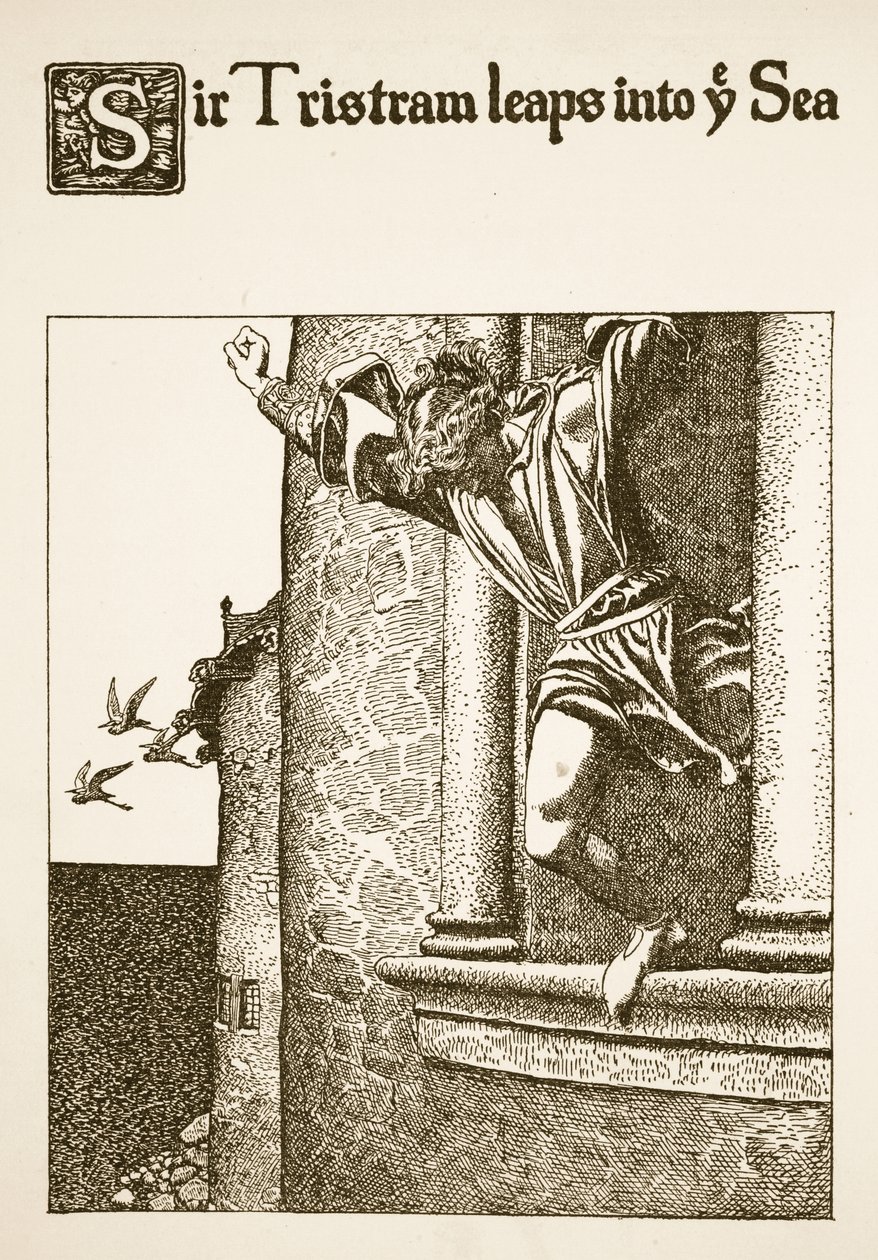 Sir Tristram springt ins Meer, Illustration aus 