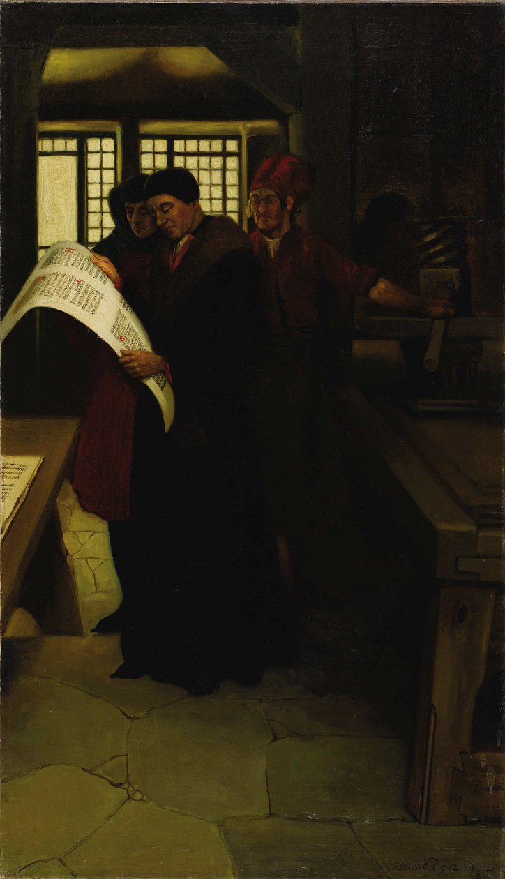Gutenberg an der Presse, 1902 von Howard Pyle