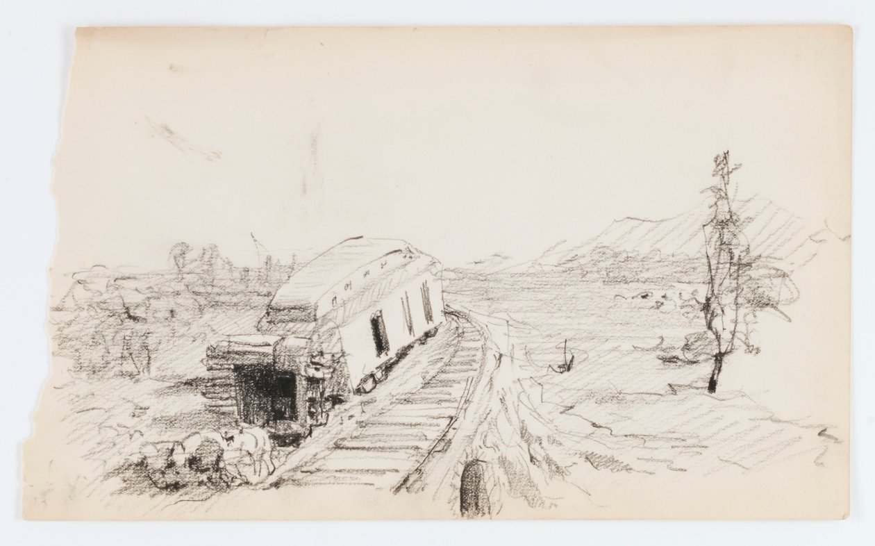 Ohne Titel (Entgleister Wagen) von Howard Russell Butler