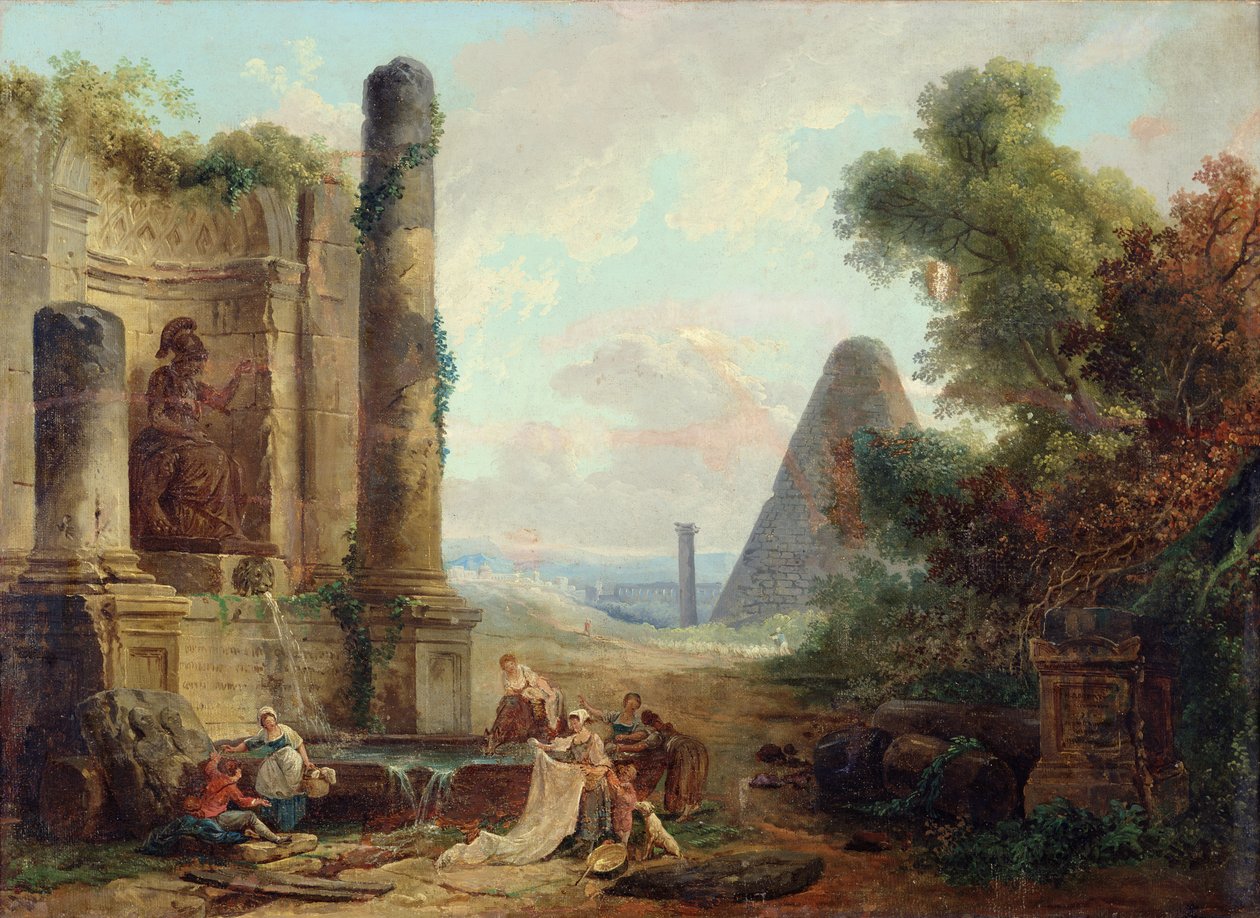 Brunnen der Minerva, Rom, 1772 von Hubert Robert