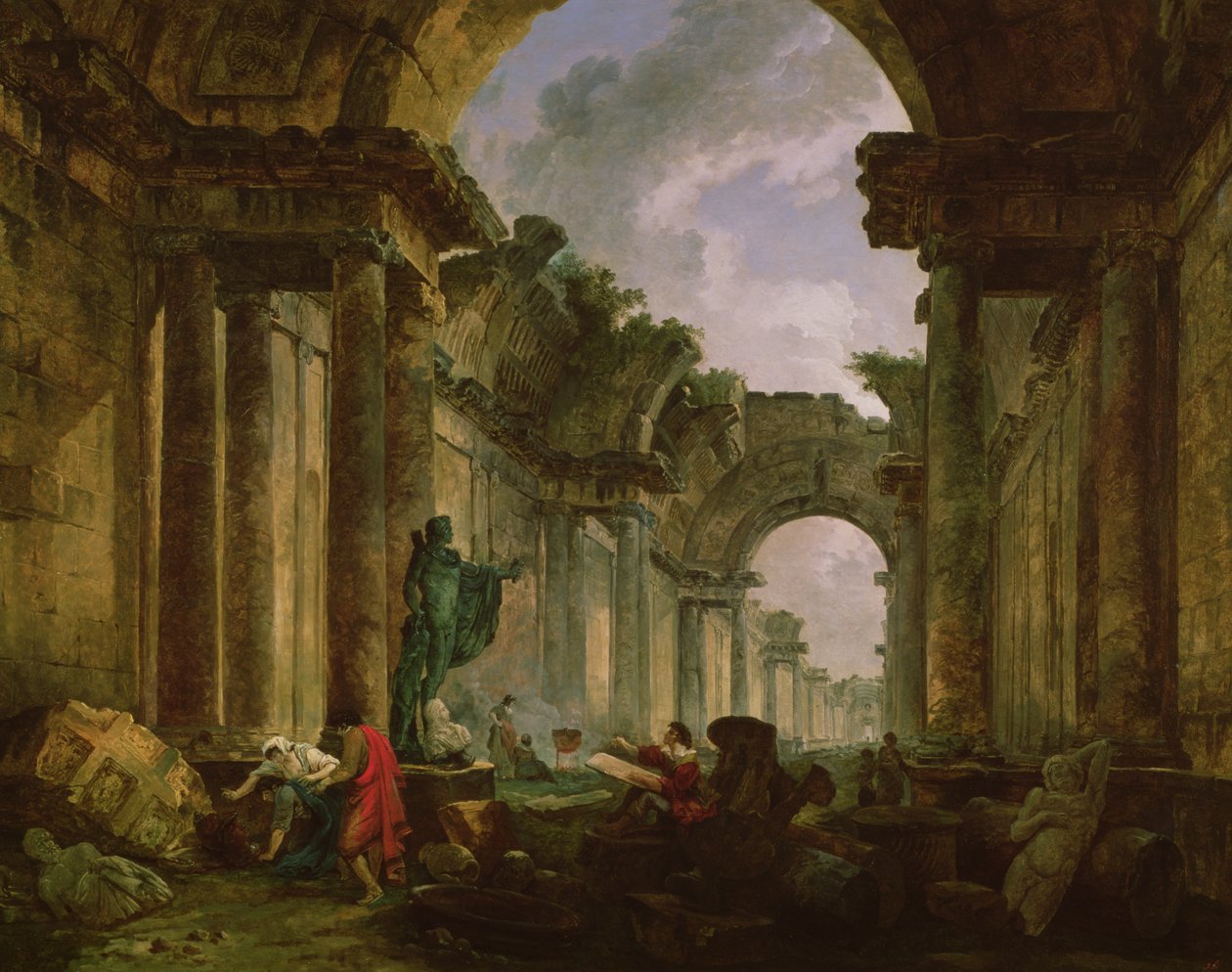 Imaginäre Ansicht der Großen Galerie des Louvre in Ruinen, 1796 von Hubert Robert