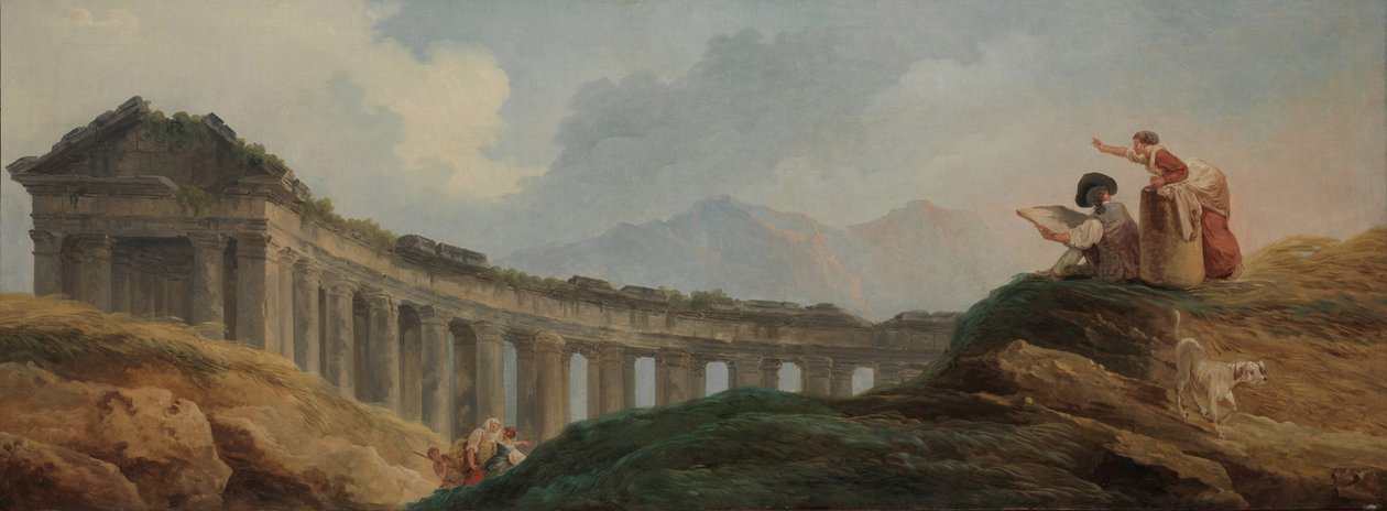 Eine Kolonnade in Ruinen von Hubert Robert