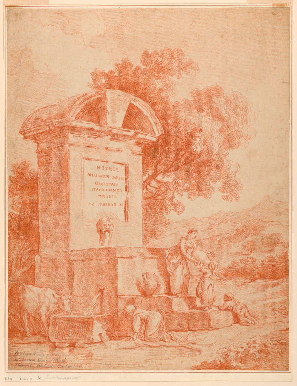 Ein römischer Brunnen (Gegenabdruck) von Hubert Robert
