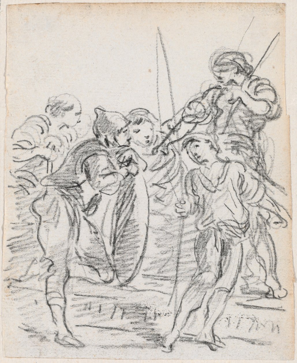 Gruppe von männlichen Figuren im Gespräch von Hubert Robert