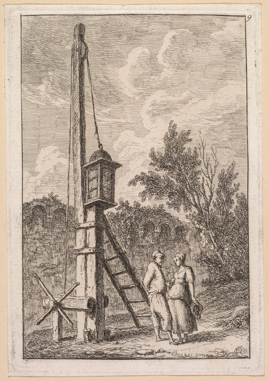 Les Soirées de Rome: Le Poteau, 1763-1764 von Hubert Robert