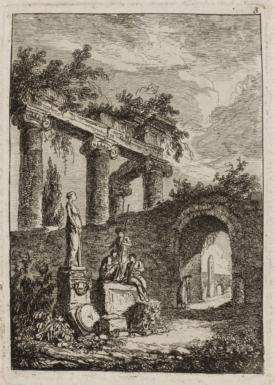 Tafel Drei aus Abende in Rom von Hubert Robert