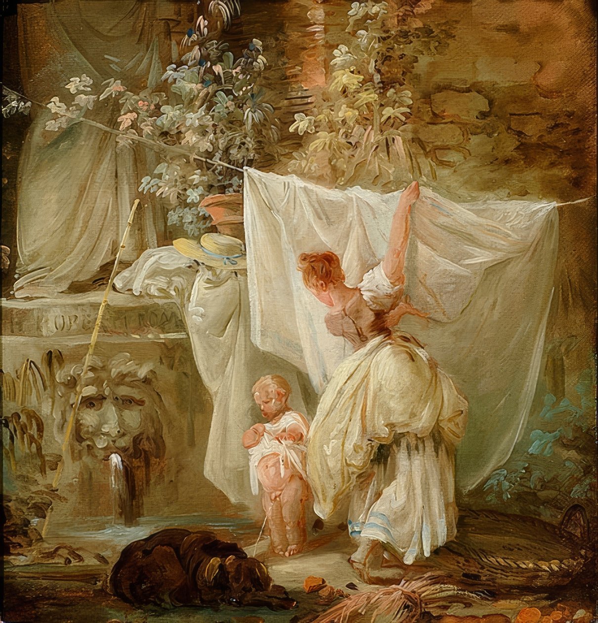 Wäscherin und Kind von Hubert Robert