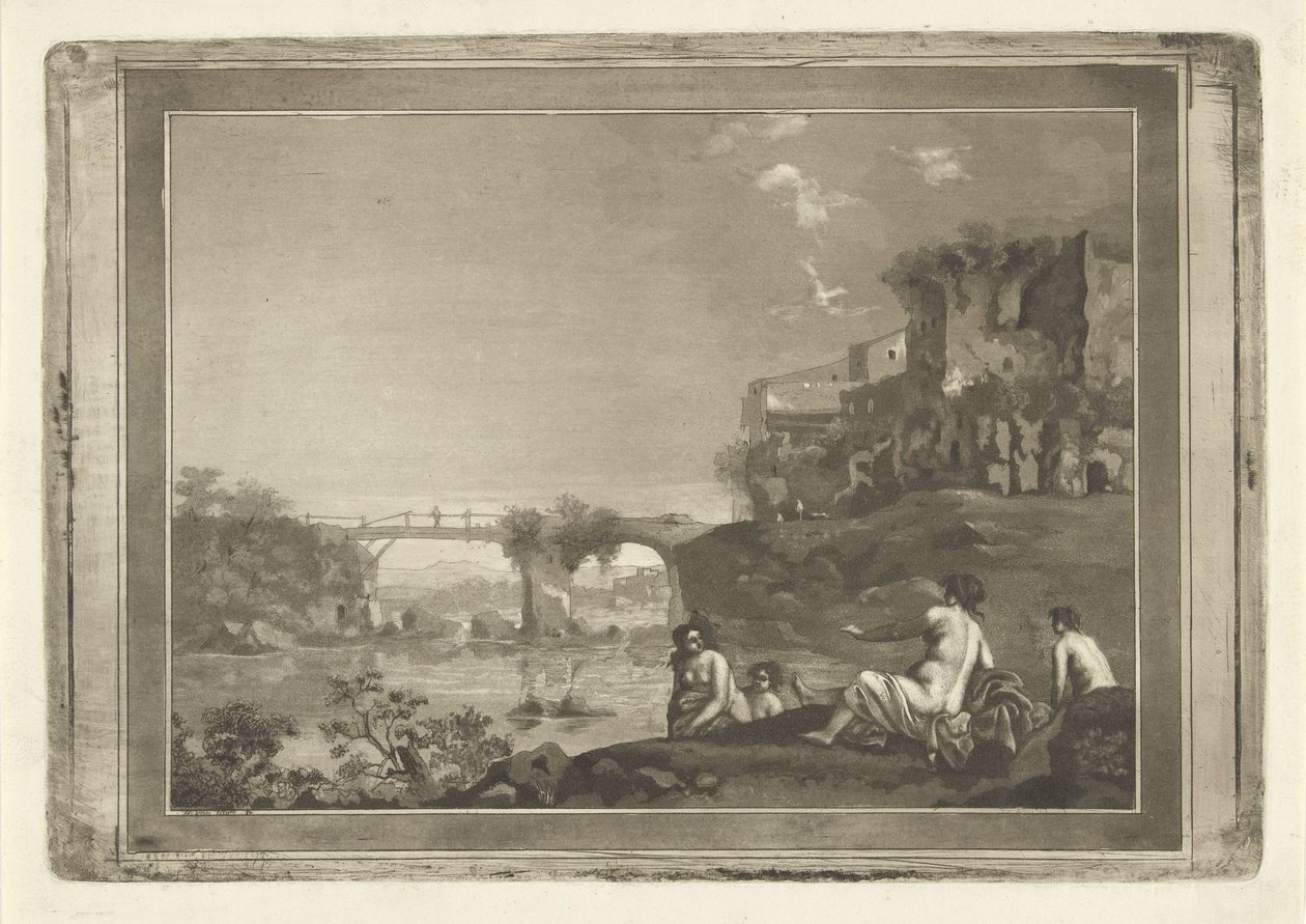 Landschaft mit badenden Nymphen von Hubertus van Hove