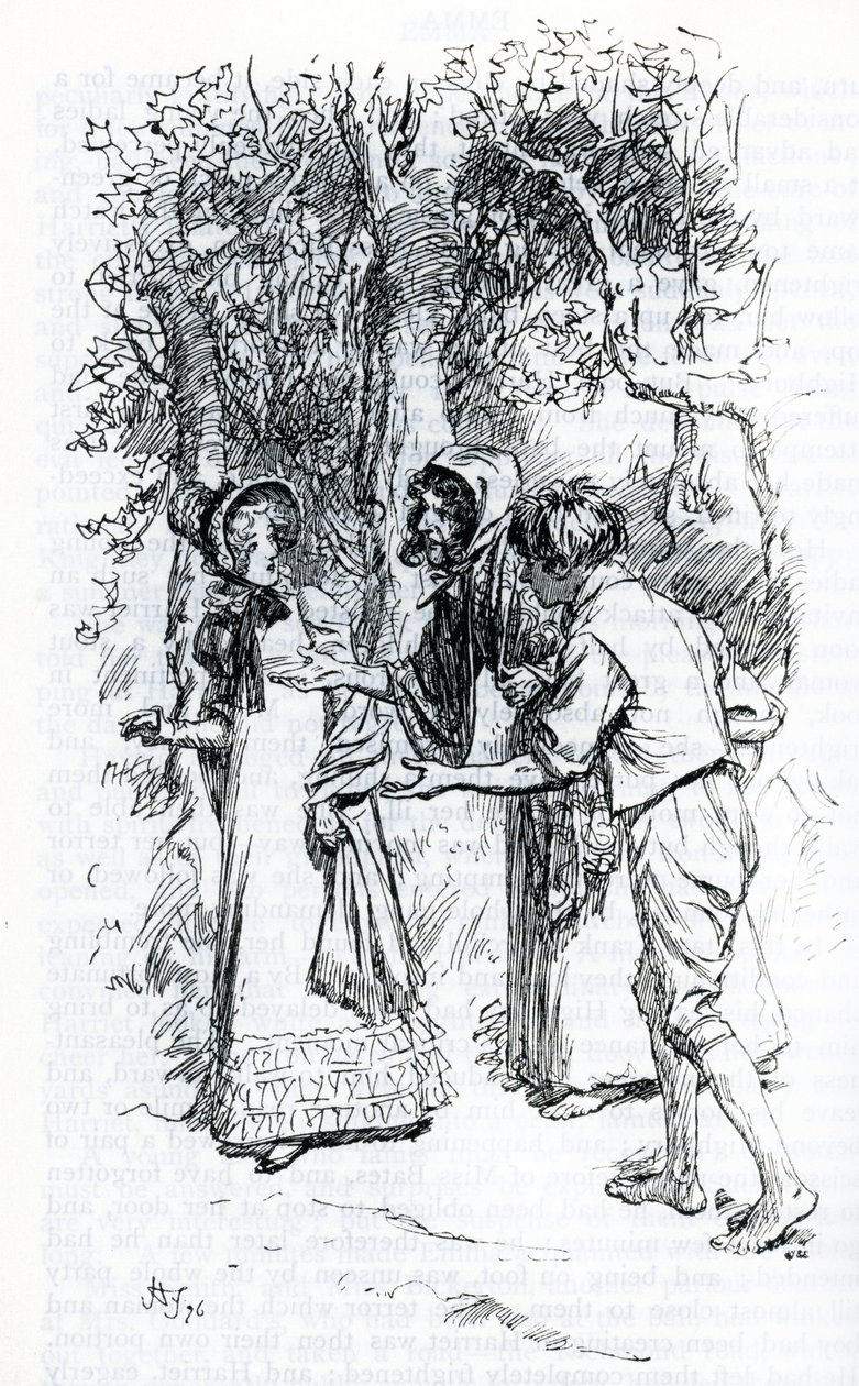 Harriet, von Zigeunern angegriffen (Illustration) von Hugh Thomson