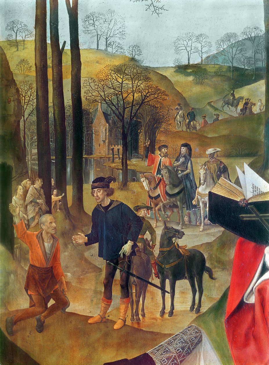 Portinari-Altar, rechtes Panel (Detail) der Ankunft der Heiligen Drei Könige (Detail) von Hugo van der Goes