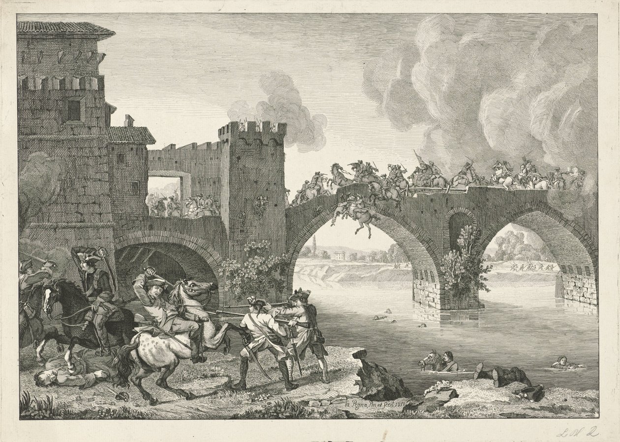 Kampf auf einer Brücke von Hyacinth de La Pegna