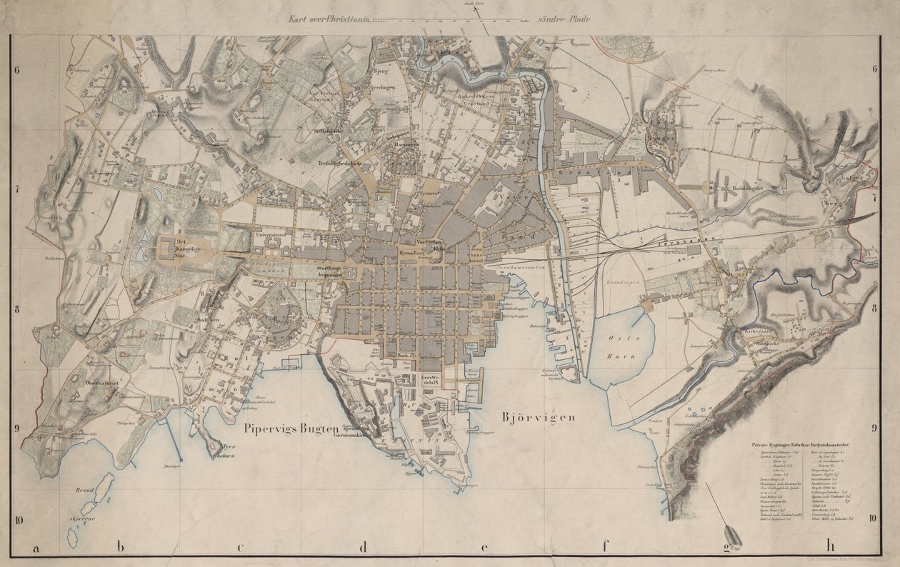Karte von Christiania (1861) von I.W.G. Næser