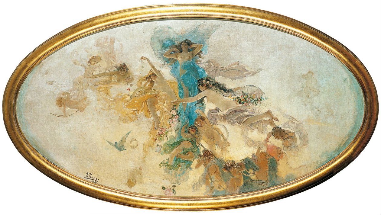 Nymphen und Cupidos (Skizze) von Ignacio Pinazo Camarlench