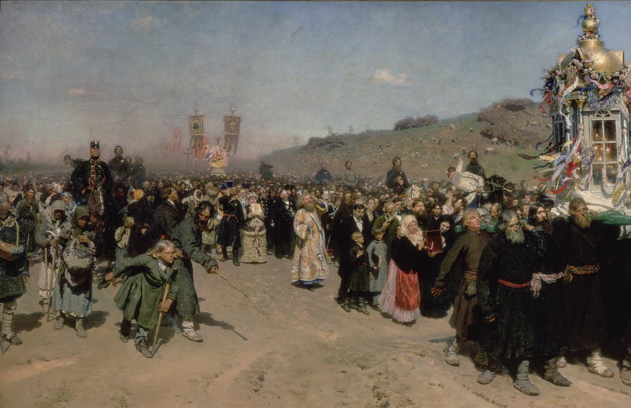 Eine religiöse Prozession in der Provinz Kursk, 1880-83 von Ilya Efimovich Repin