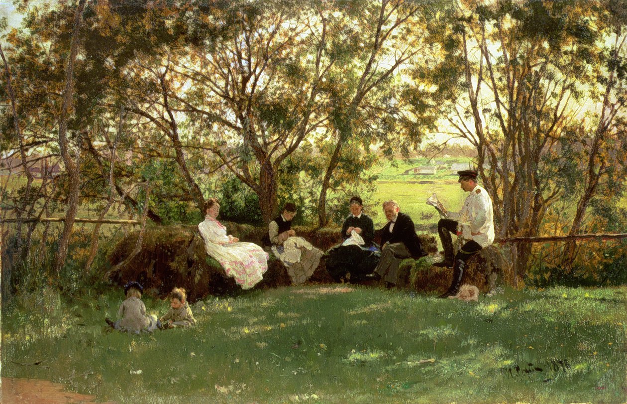 Die Rasenbank, 1876 von Ilya Efimovich Repin