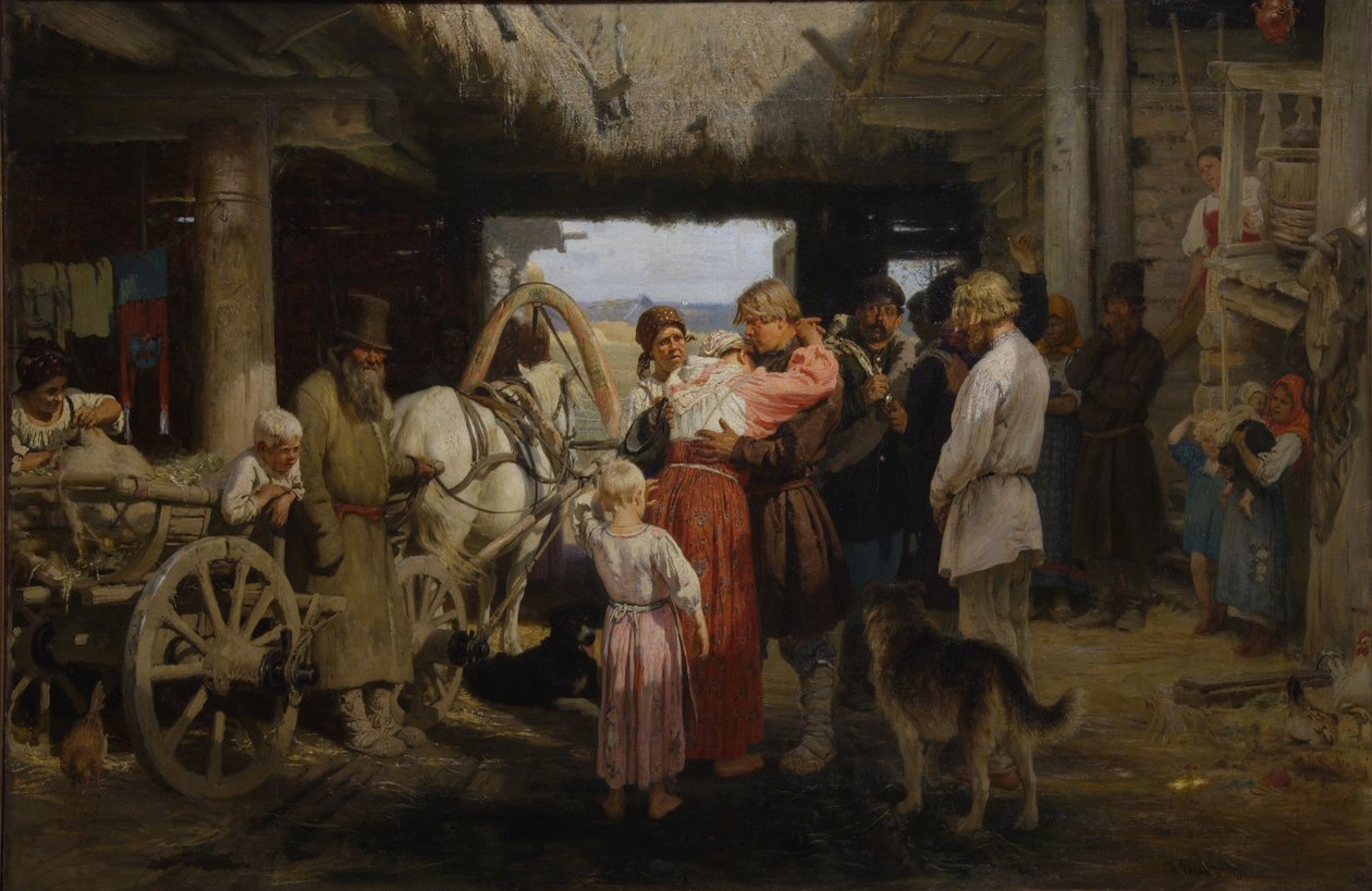 Der Abschied des Rekruten, 1879 von Ilya Efimovich Repin