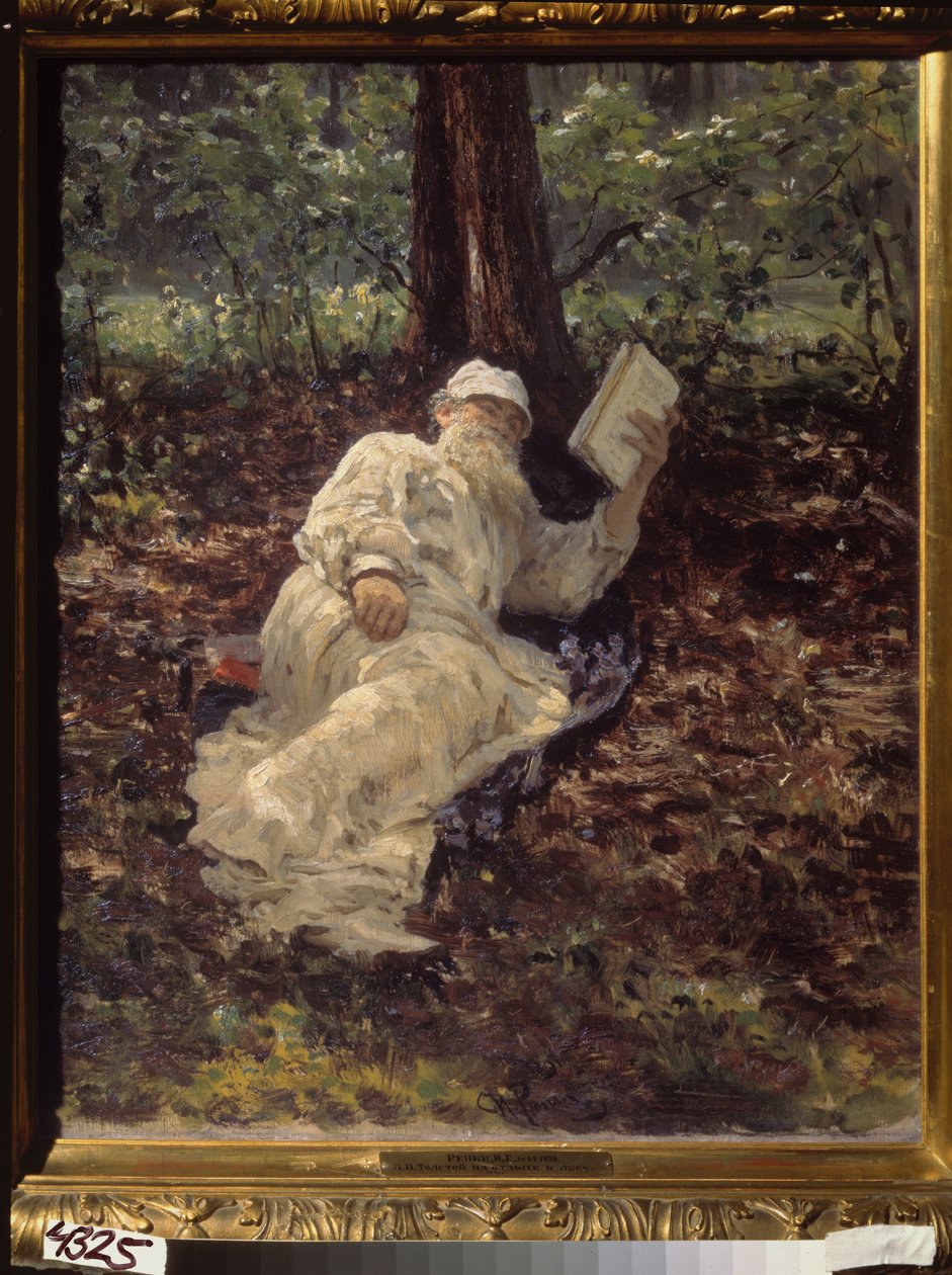 Tolstoi ruht im Wald von Ilya Efimovich Repin