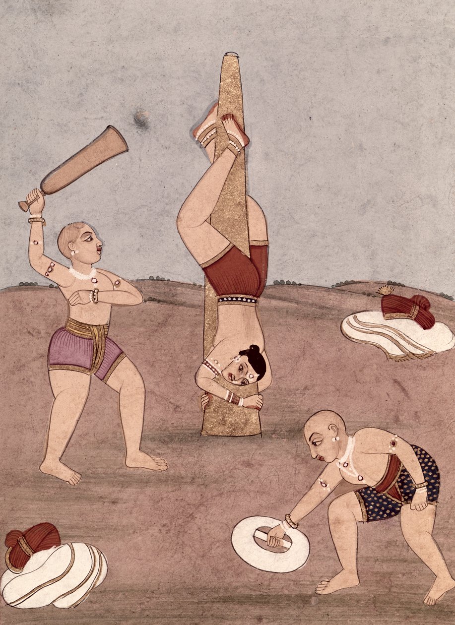 Akrobaten führen körperliche Kunststücke vor von Indian School