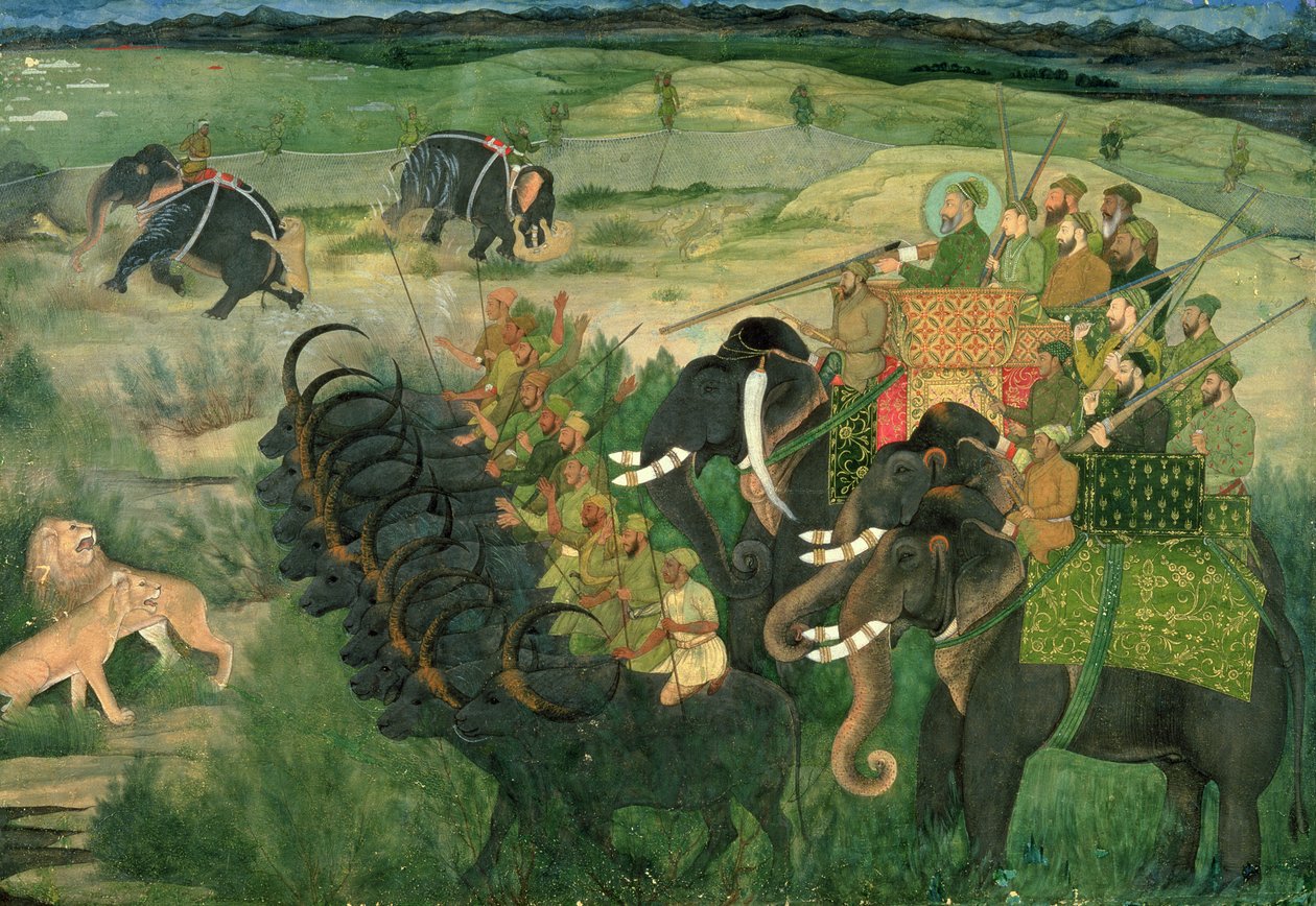 In. 11A.28 Aurangzib jagt Löwen, ca. 1670-80 von Indian School