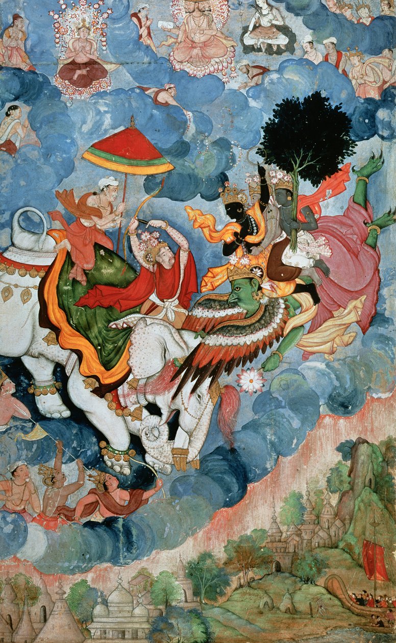 Krishnas Kampf mit Indra, ca. 1590 von Indian School