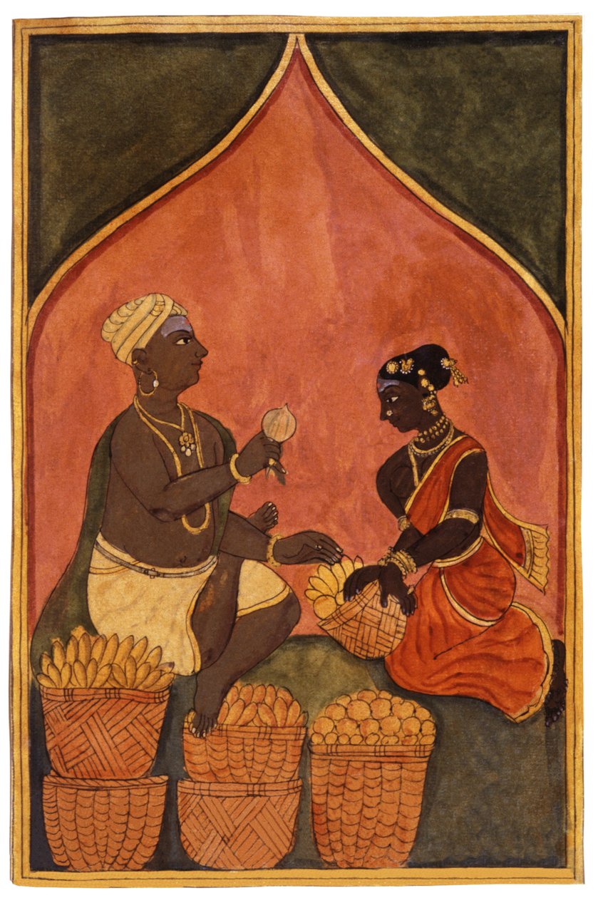 Markt in Indien, um 1880 (Miniatur) von Indian School