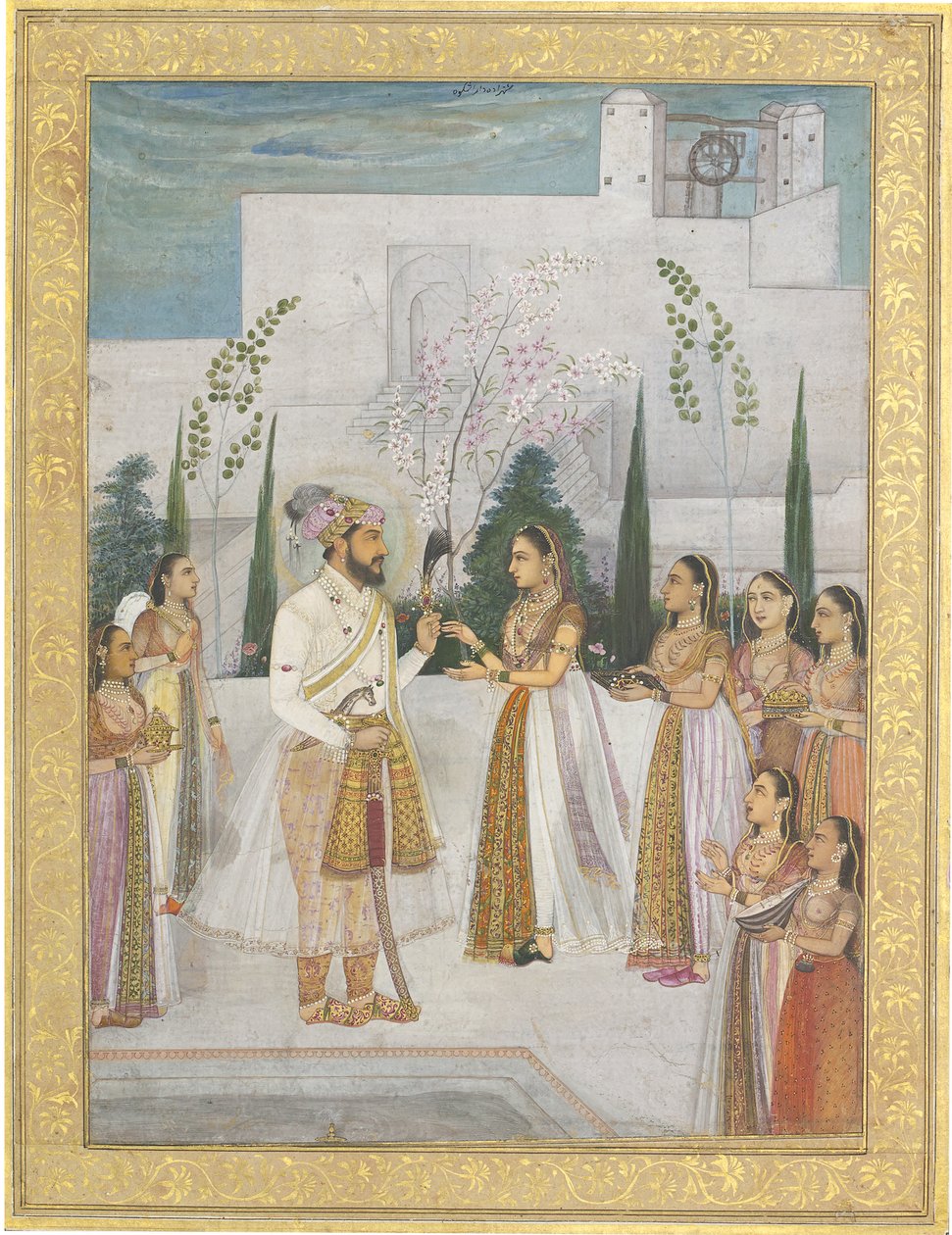 Shah Jahan präsentiert einer Prinzessin Juwelen von Indian School