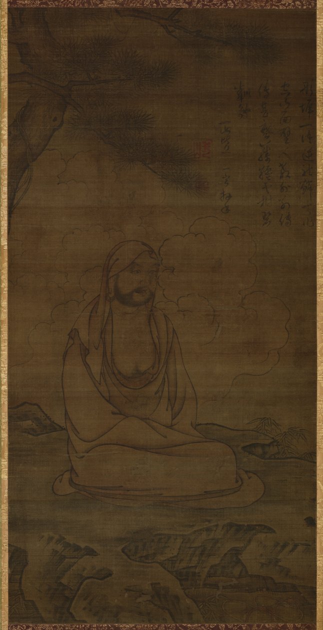Bodhidarma unter einem Kiefernbaum von Inscription by Issan Ichinei