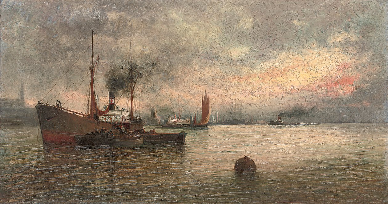 Entladen von Fracht in einem Hafen, 1871 von Ioannis Altamouras