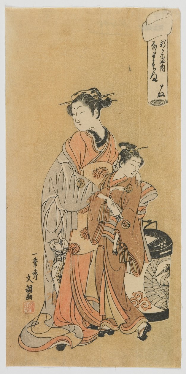 Die Kurtisane Nanamachi von Shin Kanaya, Edo-Periode von Ippitsusai Bunchō