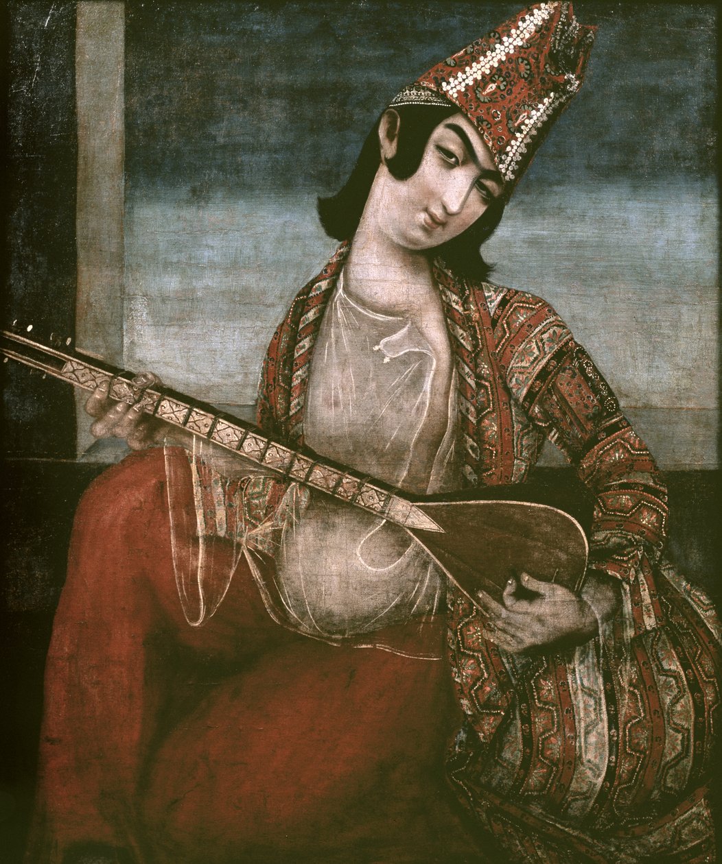Junge Frau, die Gitarre spielt von Iranian School