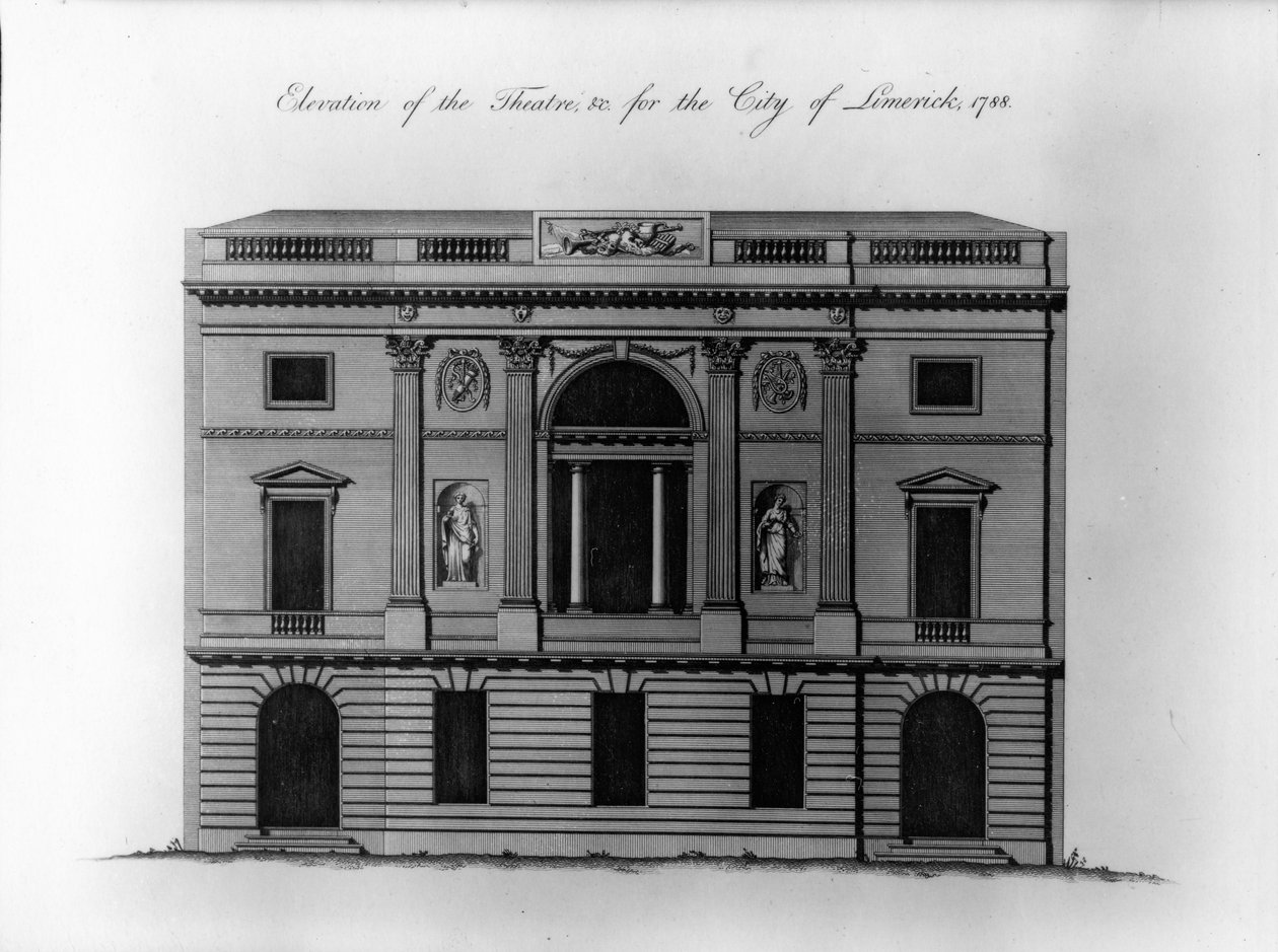 Erhebung des Theaters, undatiert, für die Stadt Limerick, 1788 von Irish School