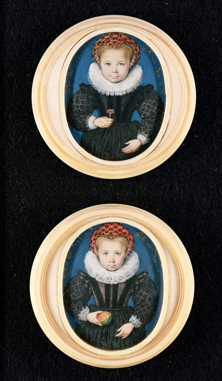 Zwei kleine Mädchen, 1590 von Isaac Oliver