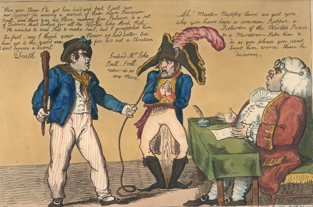 Nappy im Schlepptau, 1803 (handkolorierte Radierung) von Isaac Cruikshank