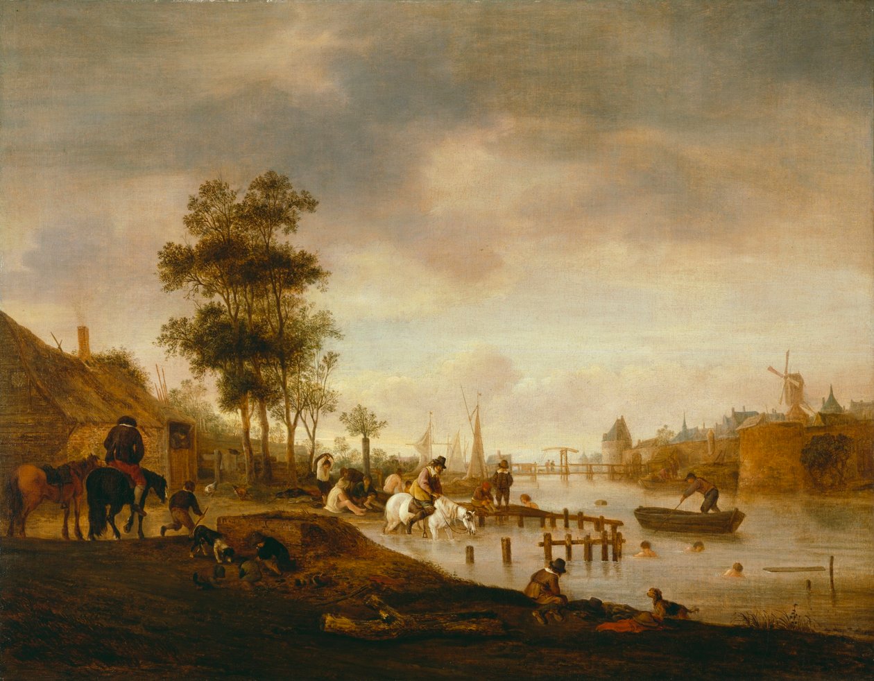 Flusslandschaft mit Schwimmern von Isaac van Ostade