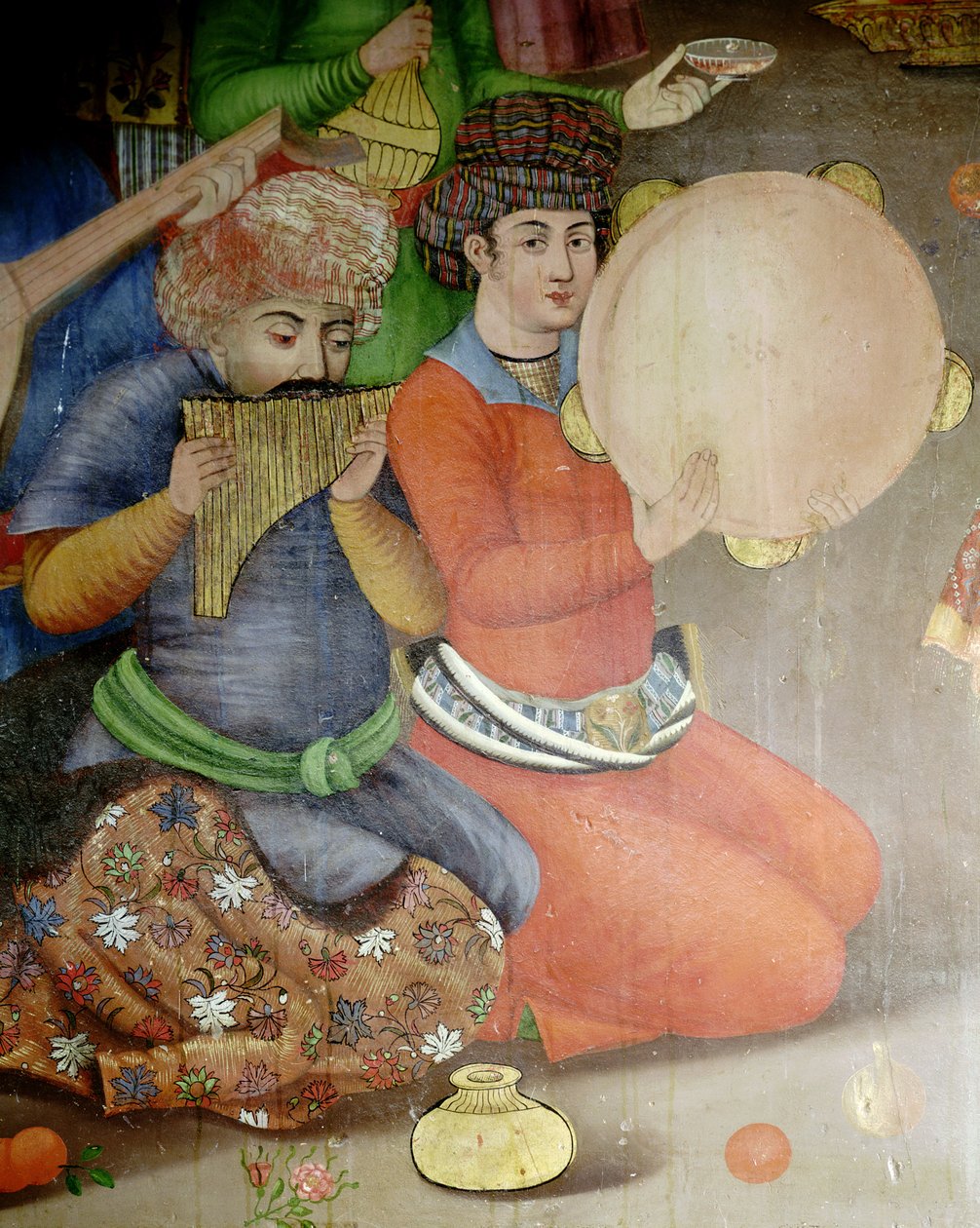 Detail der Musiker, aus Der Empfang des Botschafters des Großmoguls am Hofe von Schah Tahmasp von Islamic School