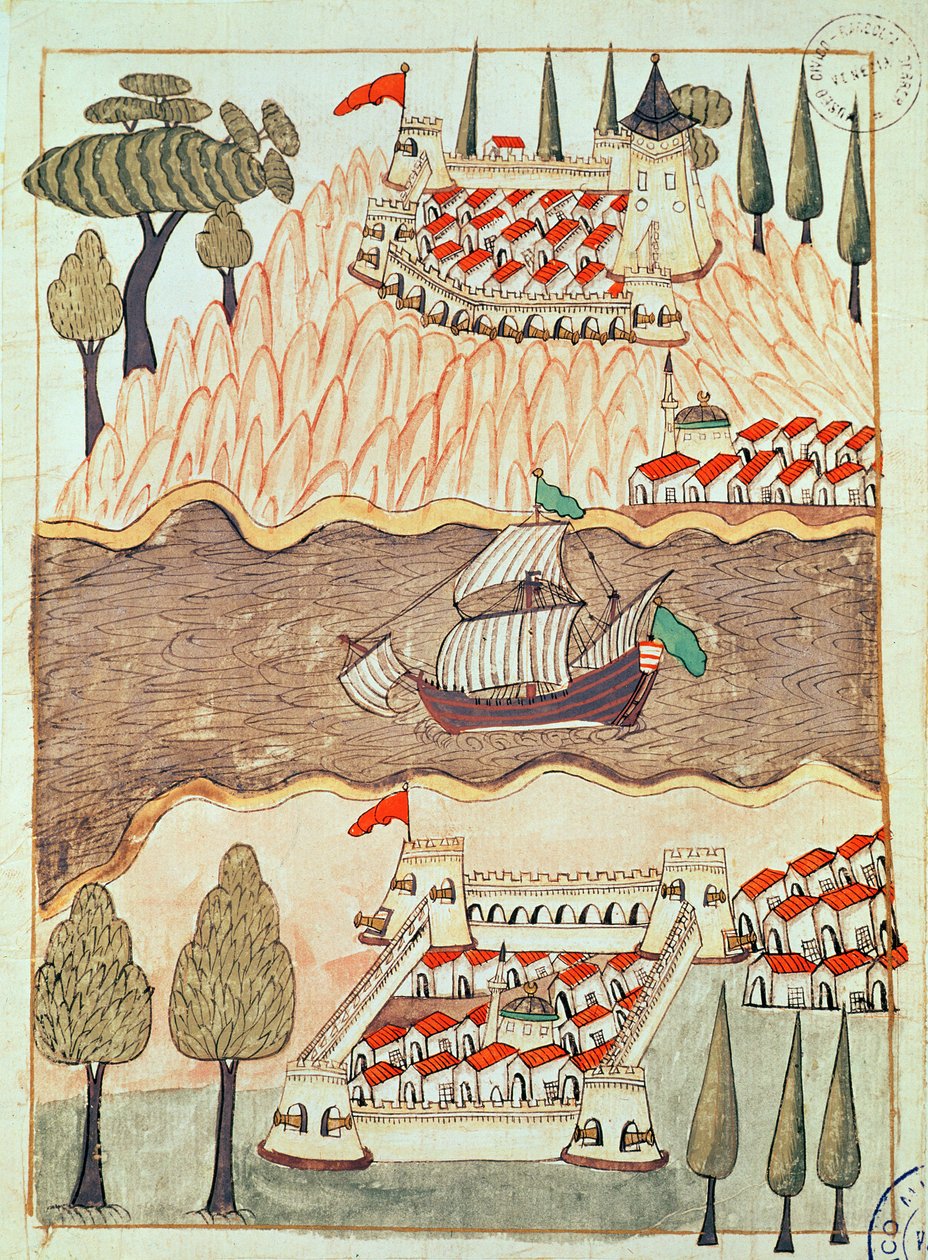 Zwei Burgen im Schwarzen Meer, eine in Griechenland und eine in Anatolien von Islamic School