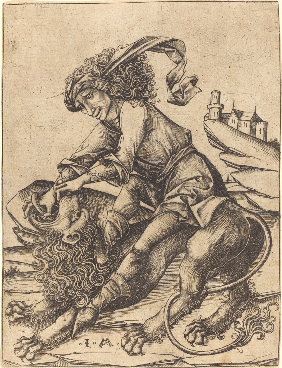 Samson und der Löwe von Israhel van Meckenem