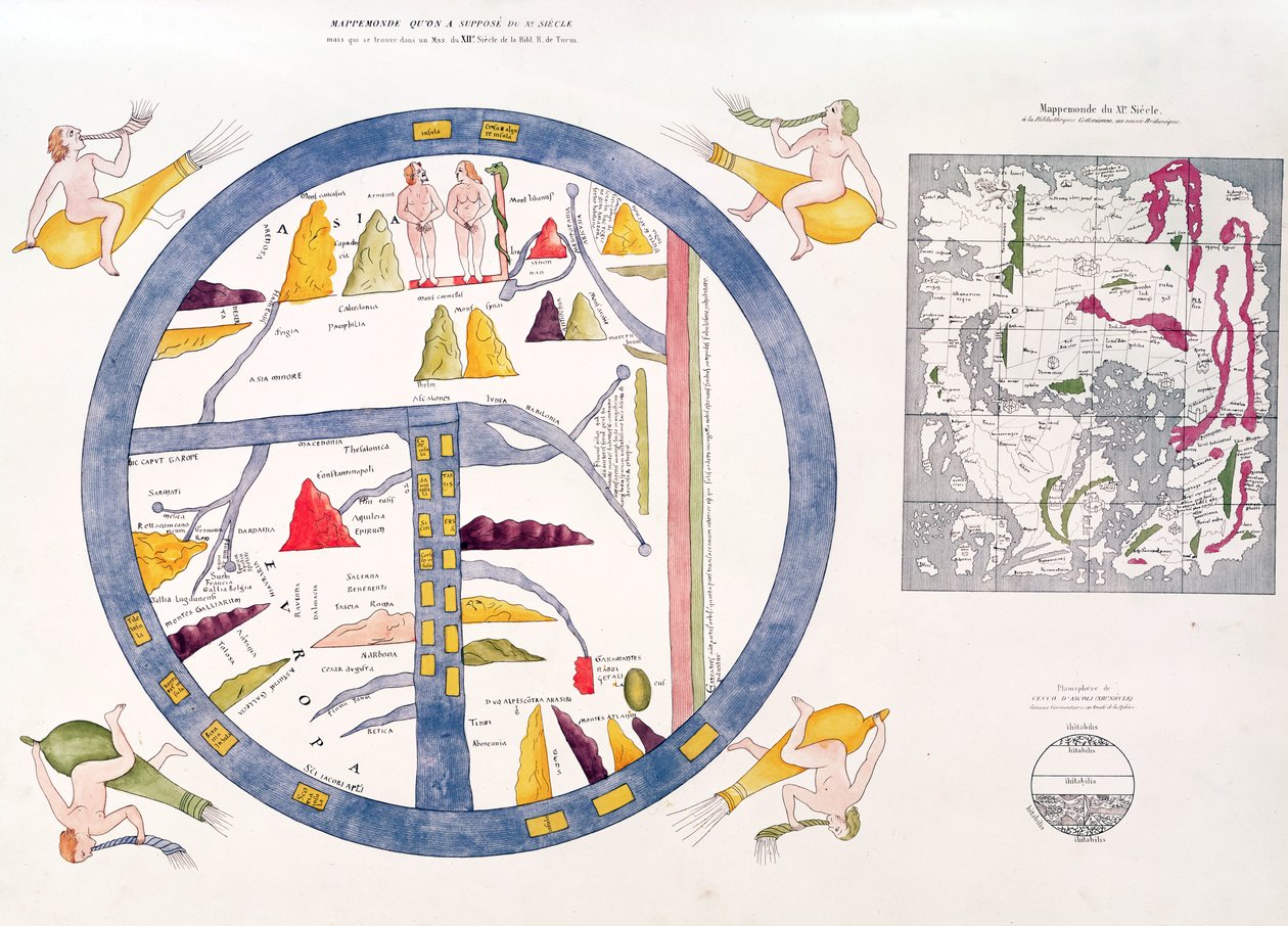 Beatus von Turin Mappamundi (handkolorierte Gravur) von Italian School