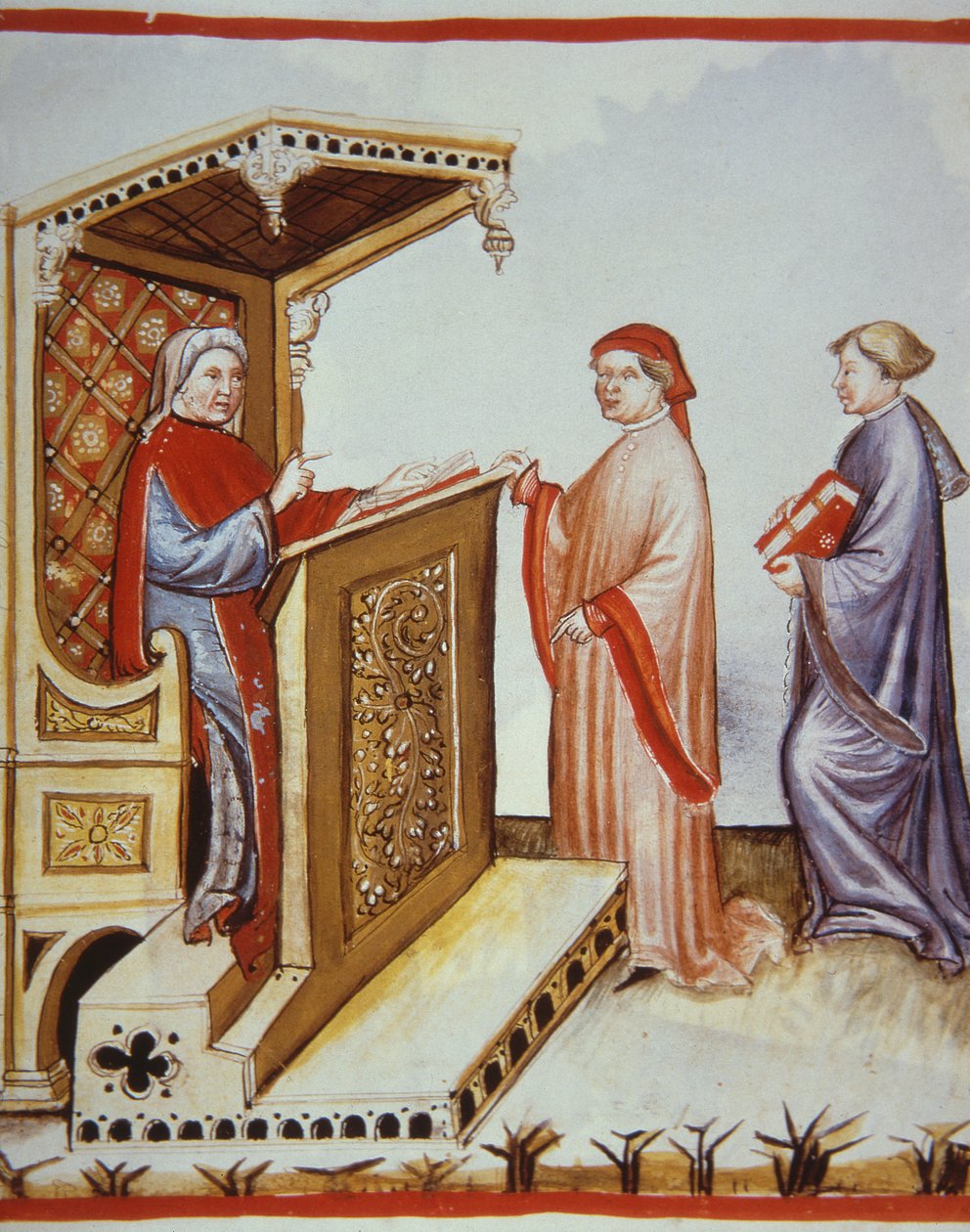Nova 2644 fol.4r Ububchasym de Baldach (Ibn Butlan) schreibt das Tacuinum Sanitatis, Illustration aus Tacuini Sanitatis Codex Vindobonensis von Italian School
