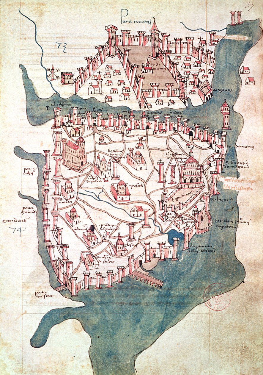 Plan von Konstantinopel von Italian School