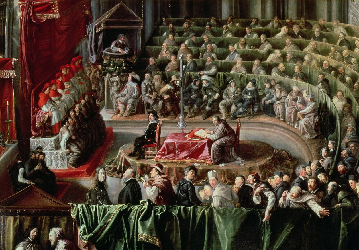 Prozess gegen Galileo, 1633 (Detail) von Italian School