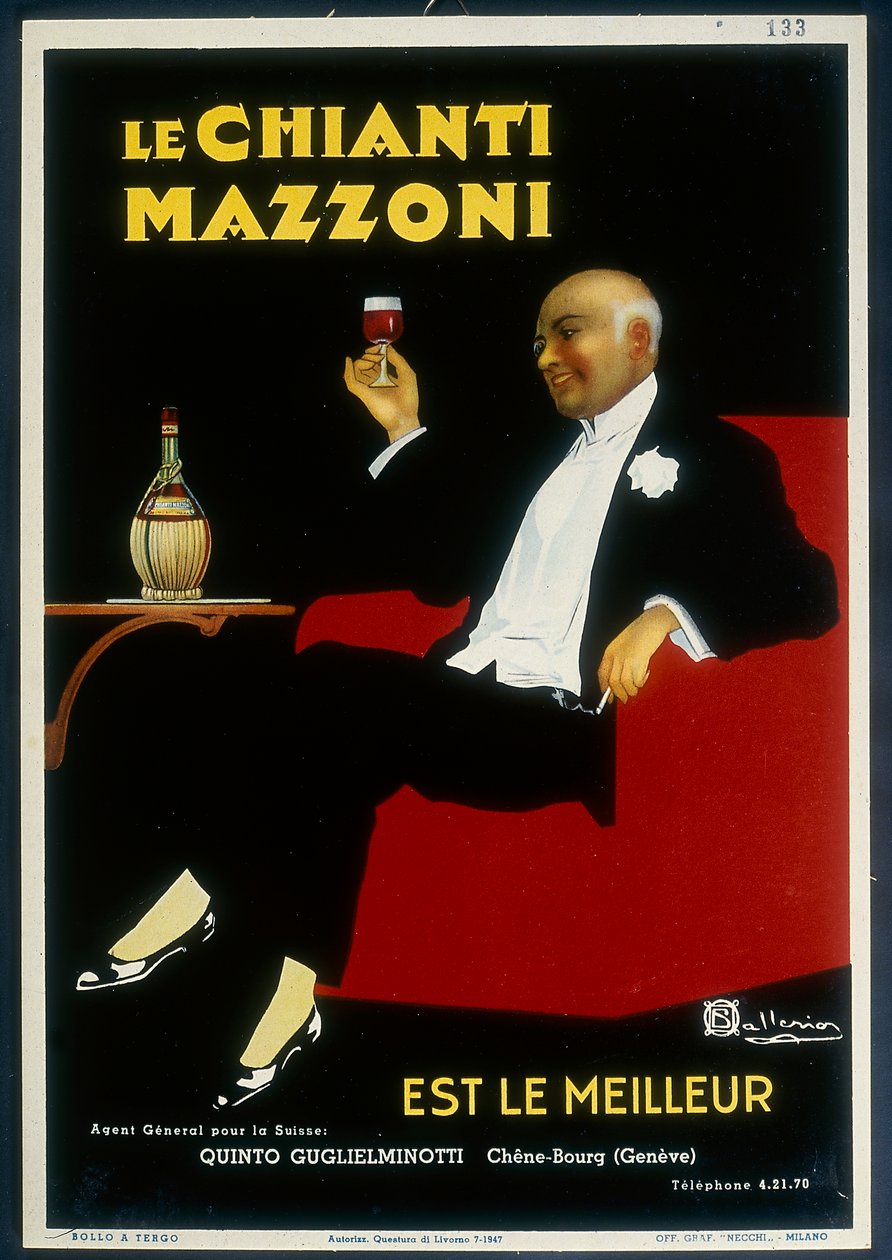 Historisches Plakat von "Mazzoni" Chianti von Italian School