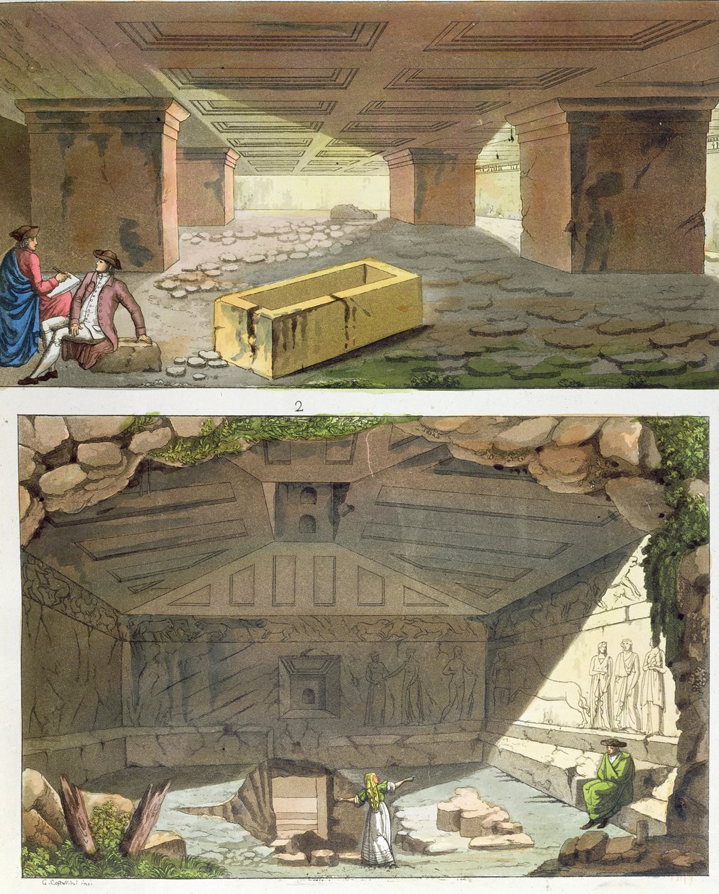 Entdeckung etruskischer Gräber, ca. 1820 von Italian School