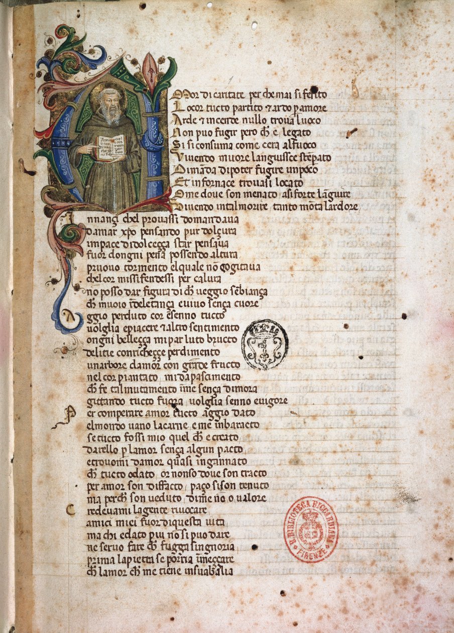 Incipit aus Laudae. 15. Jahrhundert von Italian School