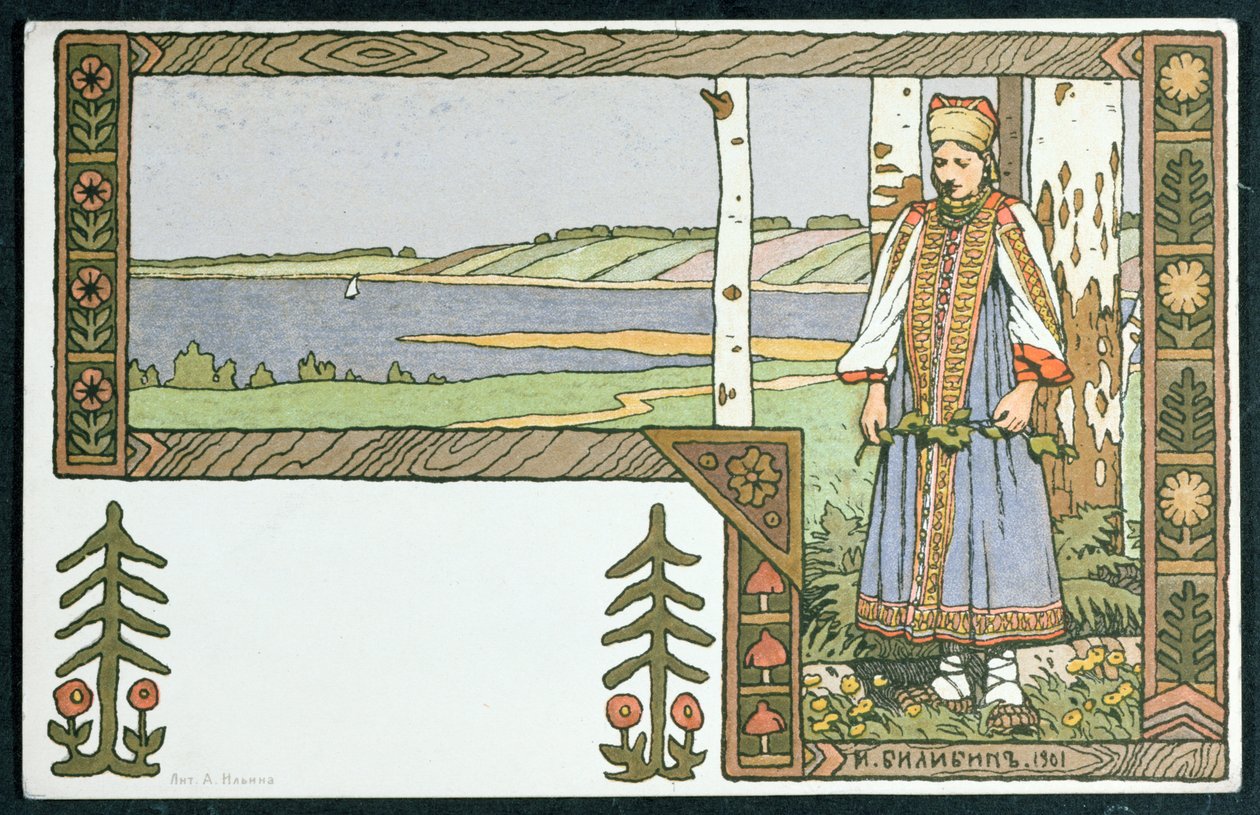 Das junge Mädchen und die Birke, 1901 von Ivan Yakovlevich Bilibin