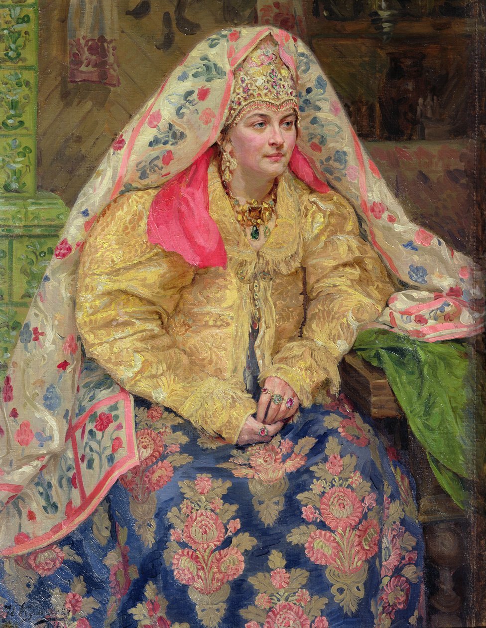 Frau in alter russischer Tracht, 1916 von Ivan Semyonovich Kulikov