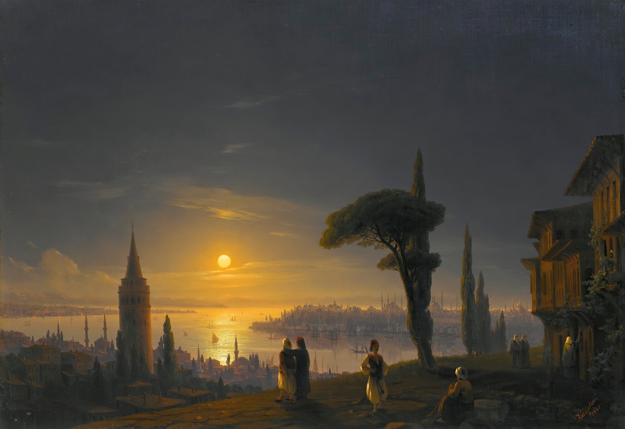 Der Galata-Turm bei Mondlicht, 1845 von Ivan Konstantinovich Aivazovsky