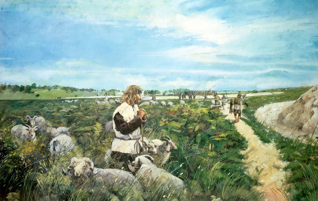 Stonehenge-Landschaft, ca. 2500 v. Chr., ca. 1990-2010 von Ivan Lapper